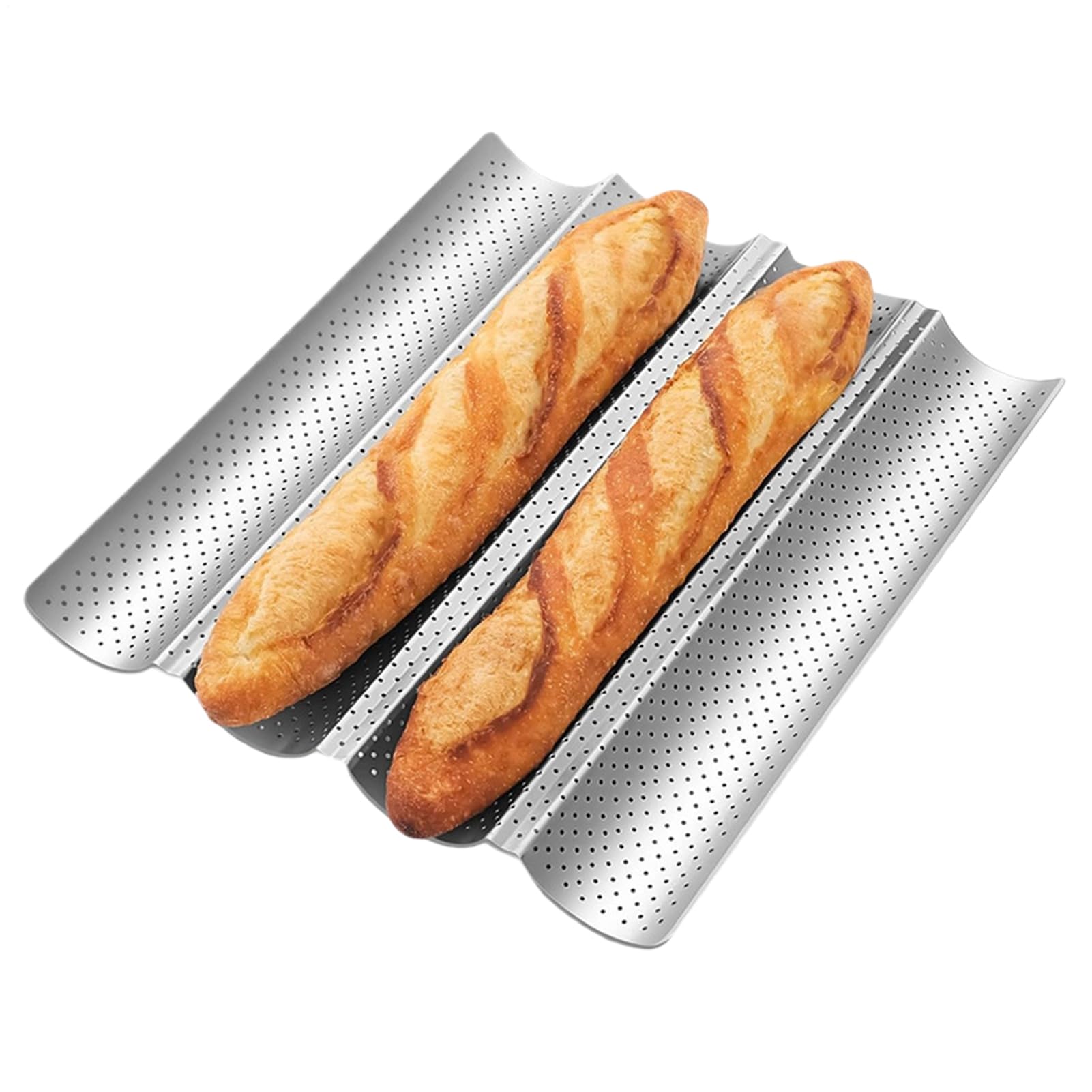 Bread Loaf Pan,Carbon Steel Perforated 4-Groove | French Bread Pans for Baking - for Homemade Sandwich Toast Pastry Dough Oven Home Apartment Cooking Bakery Restaurant