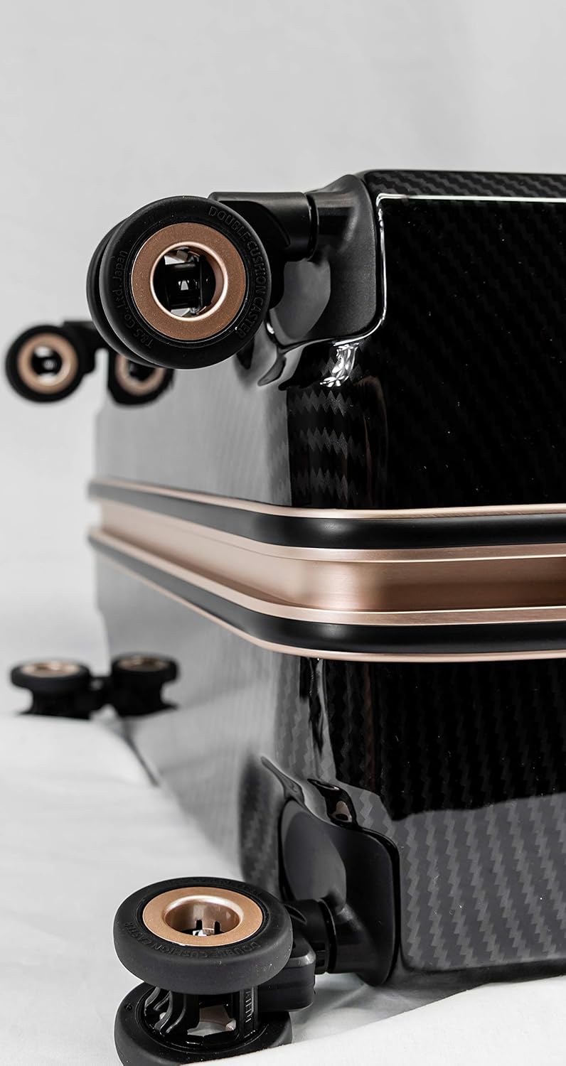 review Enkloze X1 Weight Watcher Suitcase Zipperless Self Weighing Carbon Black/Rose Gold TSA Approved 100% PC Carbon (28