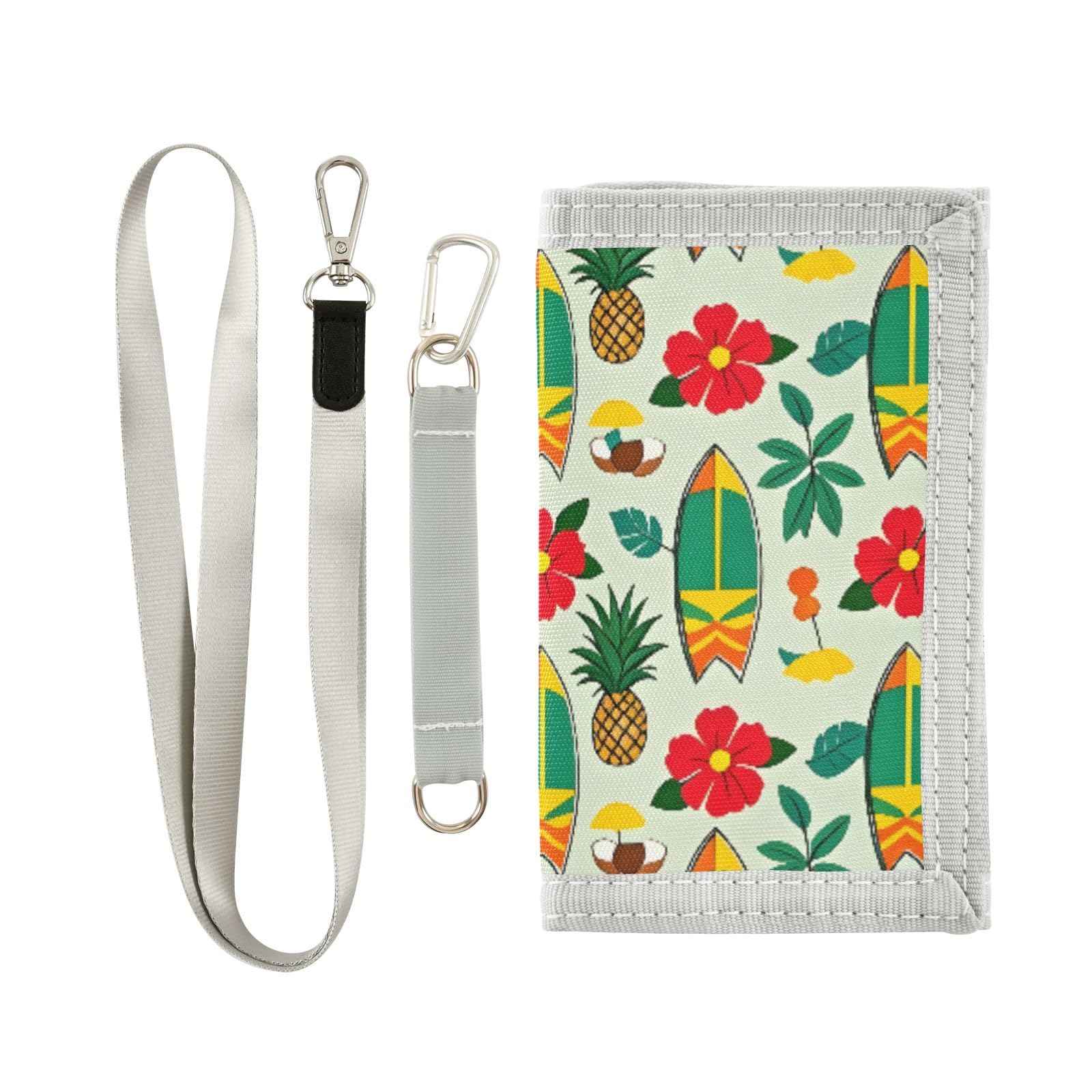 ALAZA Kids Wallets for Boys Girls Toddler Trifold Wallet Children Small Green Surfboard Hawaii with Zipper Coin Pocket