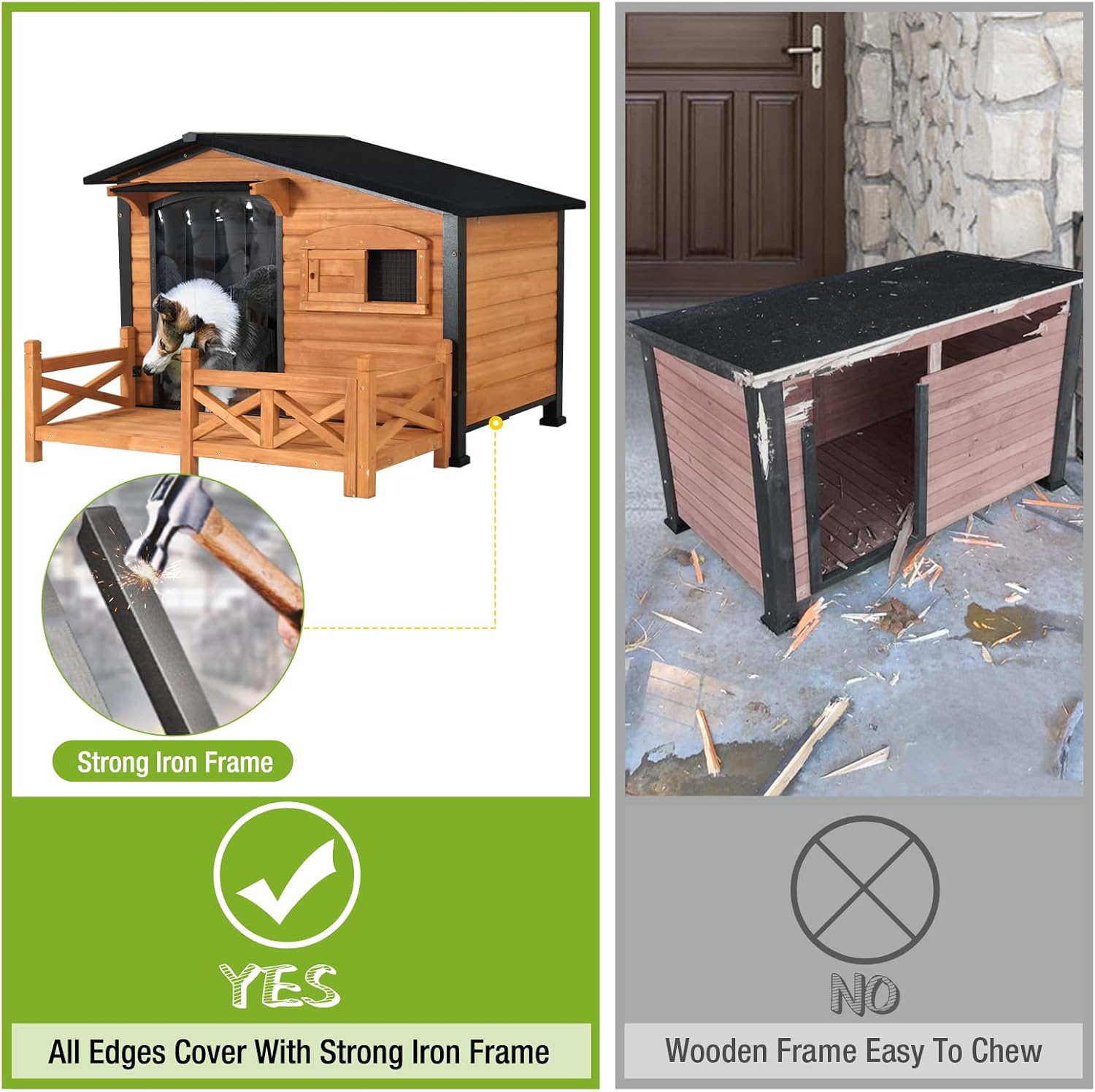 Outdoor Dog House Heated Dog Kennel with Insulated & Heating Pad Large Dog Kenne for Small & Medium & Large Dogs in Winter,All-Around Heavy-Duty Iron Frame