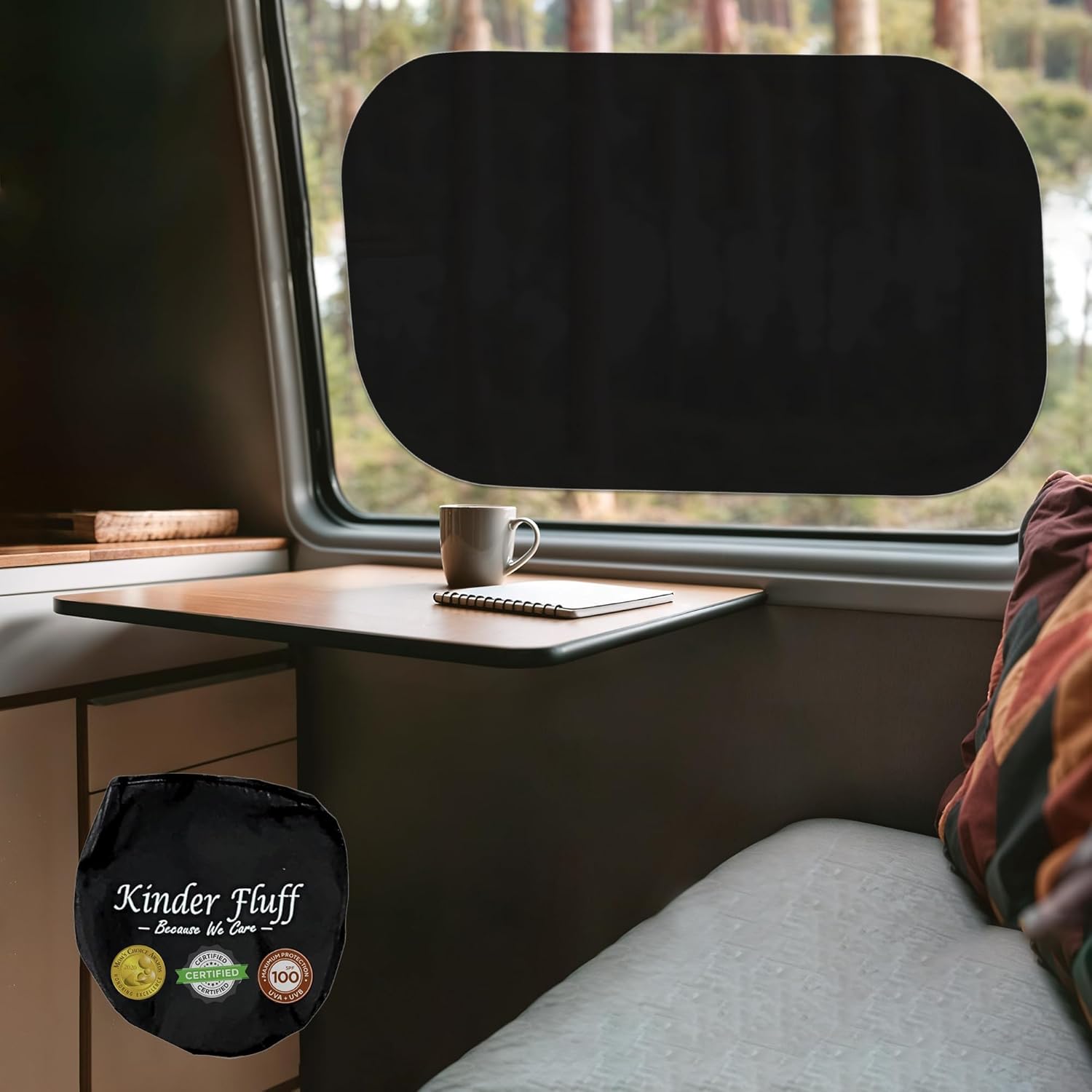 Car Window Shades - Certified 99.79% UVA & 99.95% UVB Sun Protection. Award Winning car Sun Shade for Side Windows. 4 Pack Semi Transparent 25" x 16" - Car Accessories Interior by Kinder Fluff