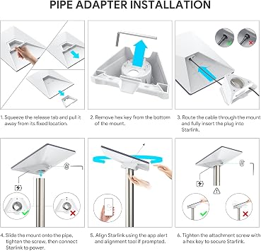 QUIDDITY Starlink Mini Pole Mount & Tripod Apater 2-in-1/4-20 Thread Starlink Mini Mount for Star Link Standard Mimi Kickstand Dishy Satellite Internet Kit White
