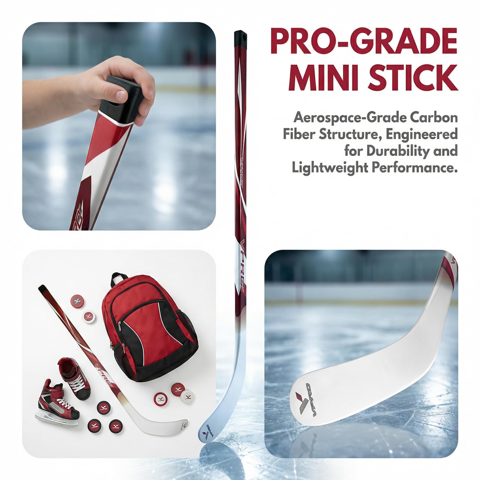 VPRO Mini crosse de hockey rouge et blanc 74 cm/P92/F12