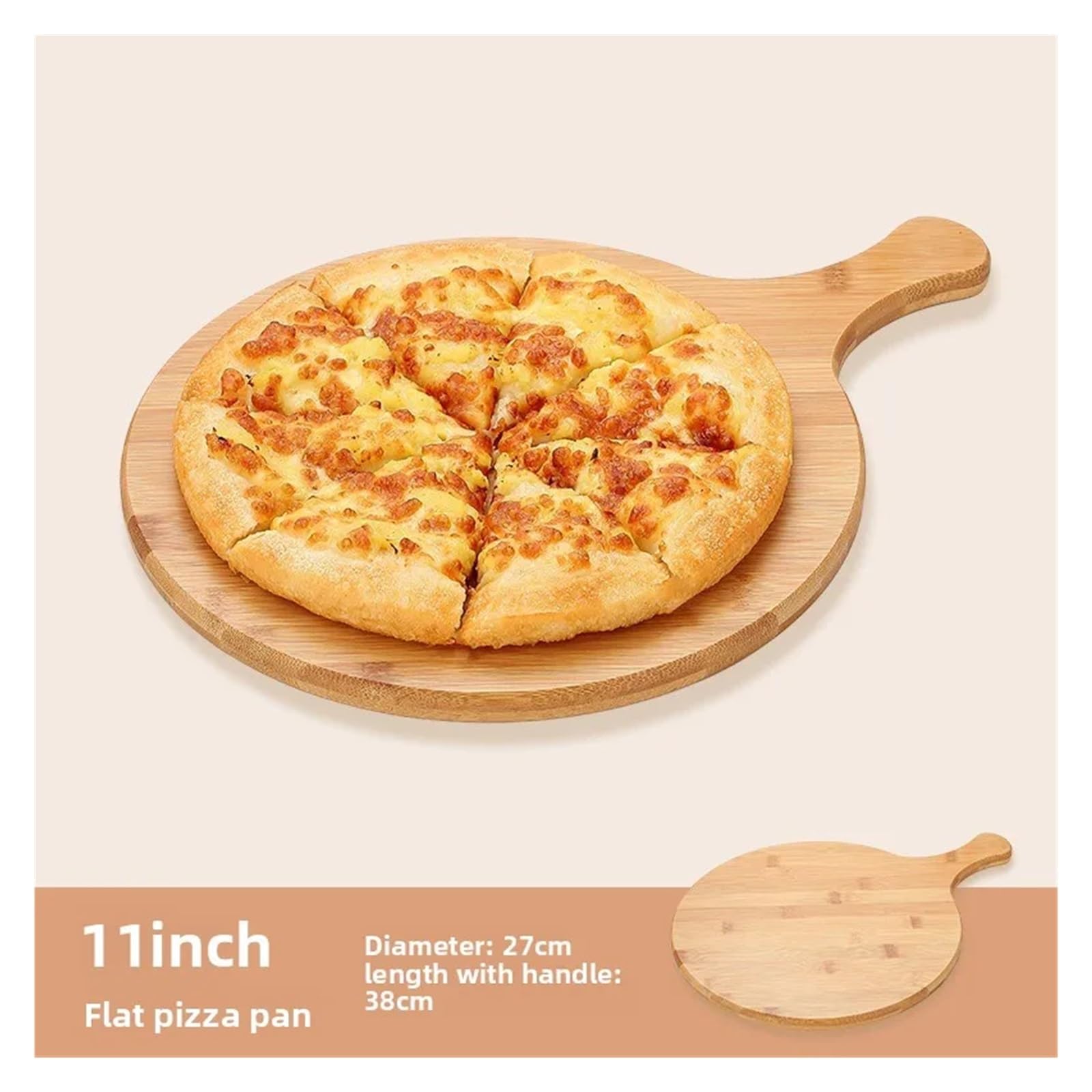 Rzeźbiona bambusowa taca na pizzę, okrągły drewniany talerz do serwowania do pieczenia steków, chleba i ciast, przyjazna dla środowiska, niezbędna do użytku domowego
