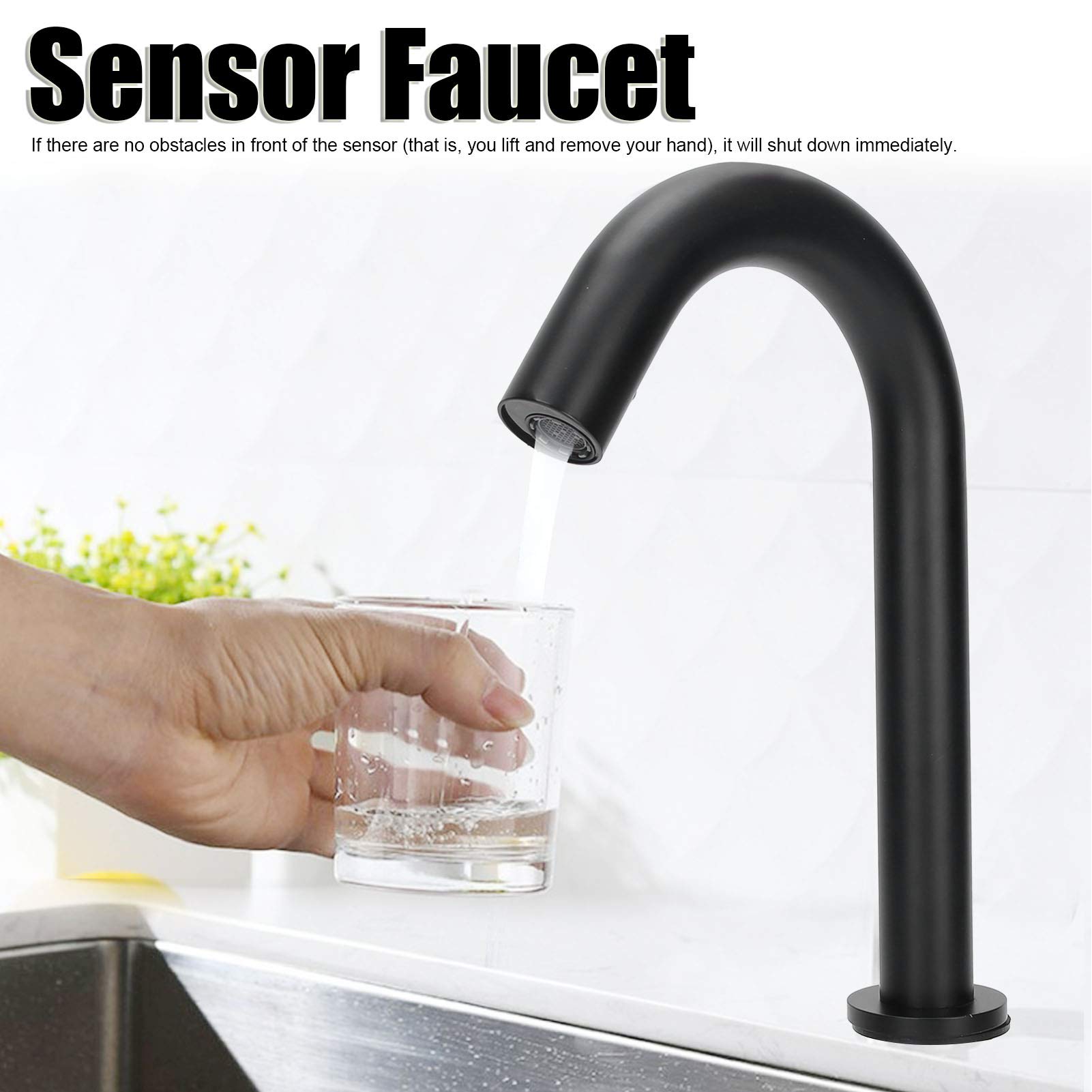 Automatic Sensor Faucet, Touchless Bathroom Kitchen Sink Tap with High Water Pressure Testing, Copper Material, G1/2 Thread