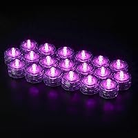 Vista 6 de Luces LED sumergibles, impermeables, para bodas, velas de té LED subacuáticas, para centros de mesa, fiesta, Navidad, juego de 24, color morado