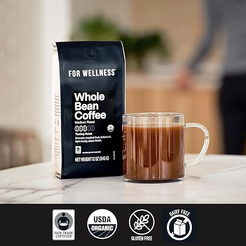 Miniatura 5 de For Wellness Café orgánico en grano arábica (12 onzas, tostado medio)  Combínalo con las cosas buenas para sobrecargar tu café