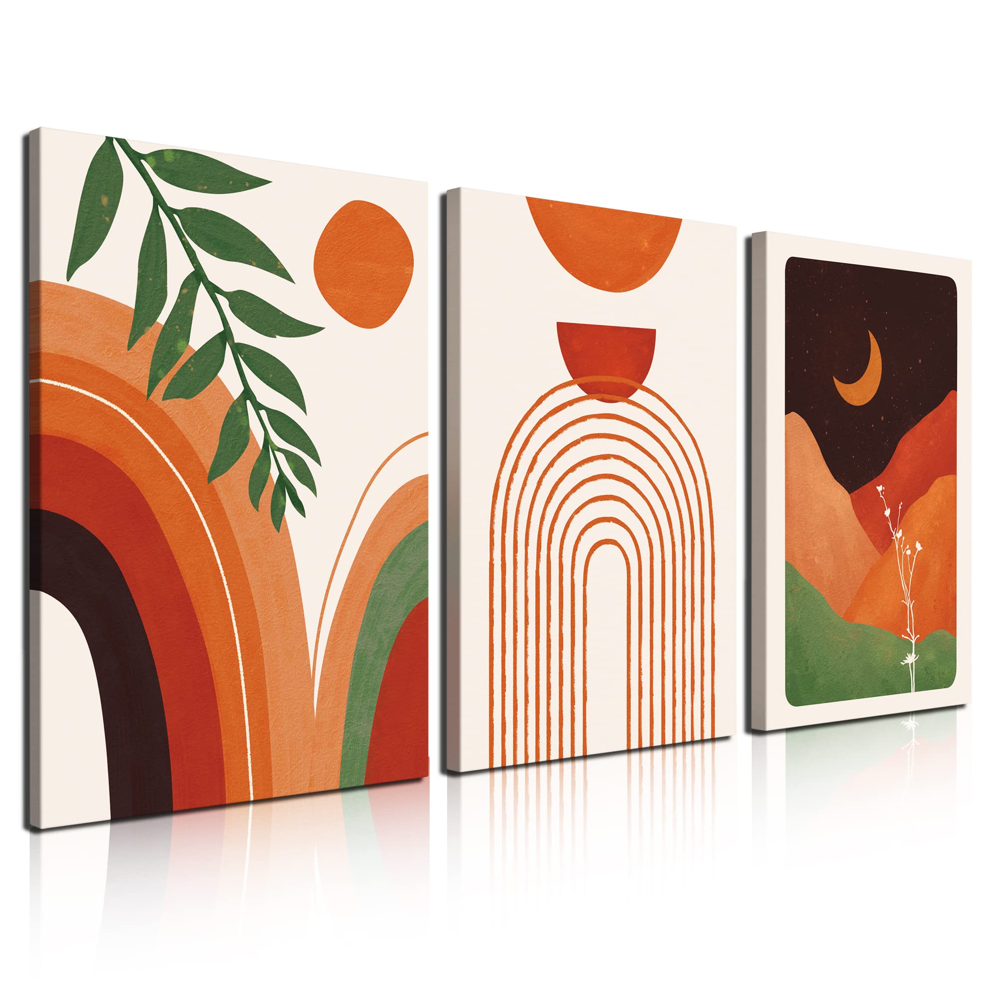 Framed Boho Wall Art Set of 3 Boho Wall Decor Mid Century Modern Wall