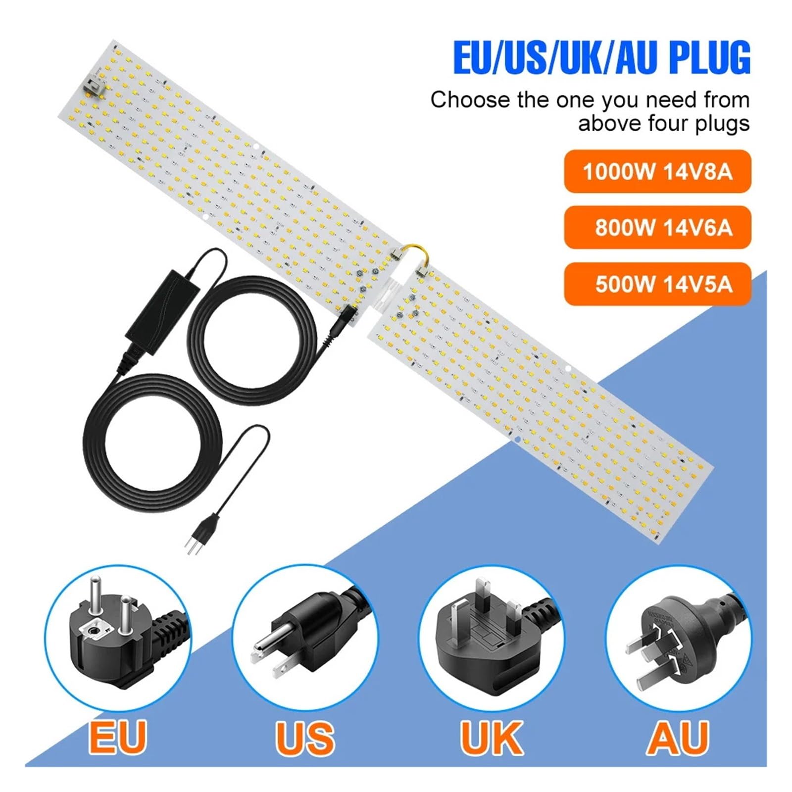 Lámpara de cultivo, Luz LED de cultivo de espectro completo, tablero cuántico, Phytolamp, lámpara de planta hidropónica de interior for verduras, invernadero de cultivo de flores(500W Full spectrum)