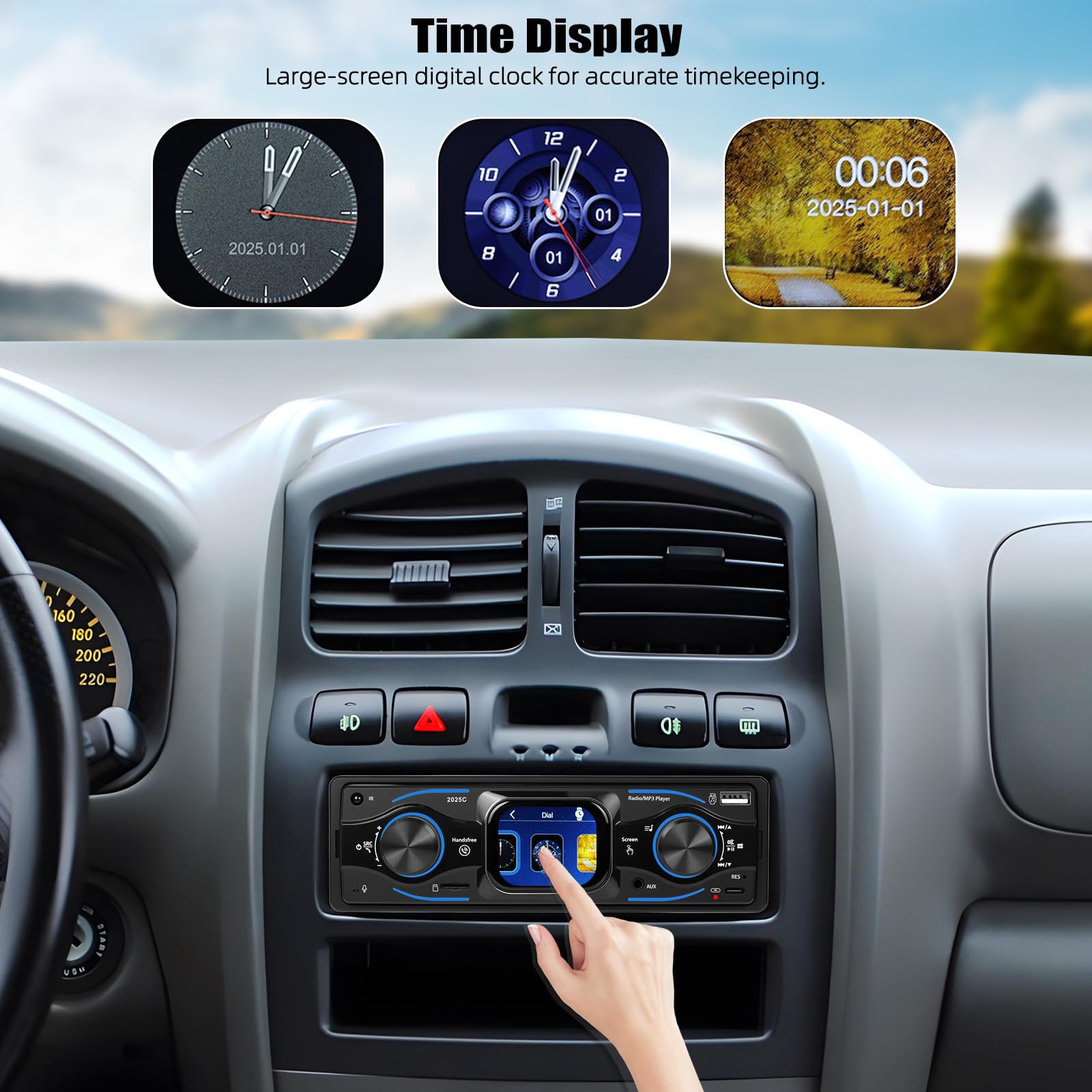[2.17" SCHERMO TOUCH] CAMECHO Autoradio 1 Din Bluetooth Vivavoce Lettore Multimediale Digitale con Radio FM, Lettore MP3 per Auto, USB/Ingresso AUX/Riproduzione da Pen Drive + Telecomando Incluso