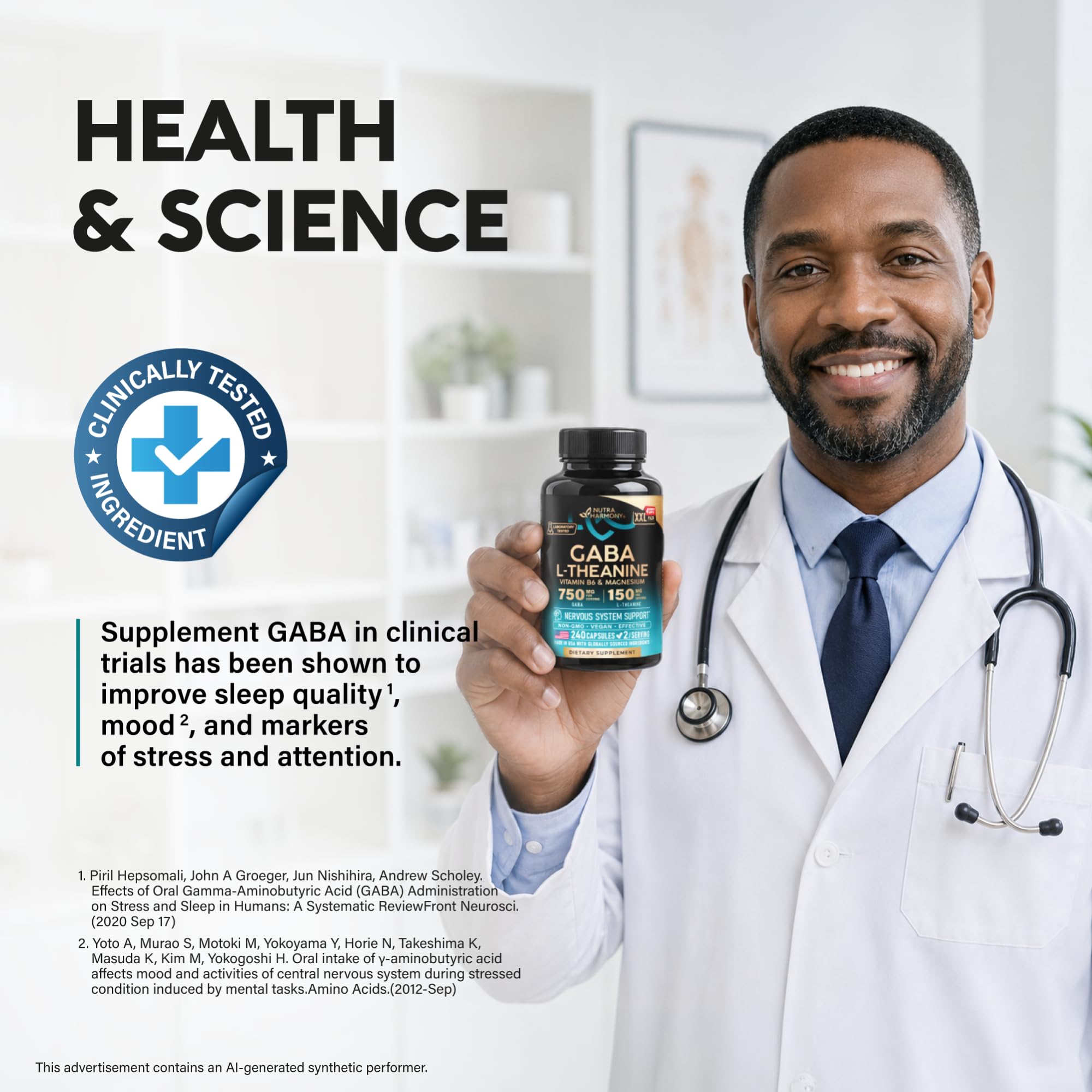 GABA L-Theanine Supplement 900 mg - Calm, Sleep & Relaxation - 240 Caps — Amazon image 5