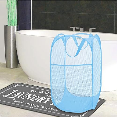 Miniatura 7 de BATTOO Cesta plegable de malla fuerte de lujo con bolsillo lateral plegable para lavandería, baño, habitación de los niños, dormitorio universitario