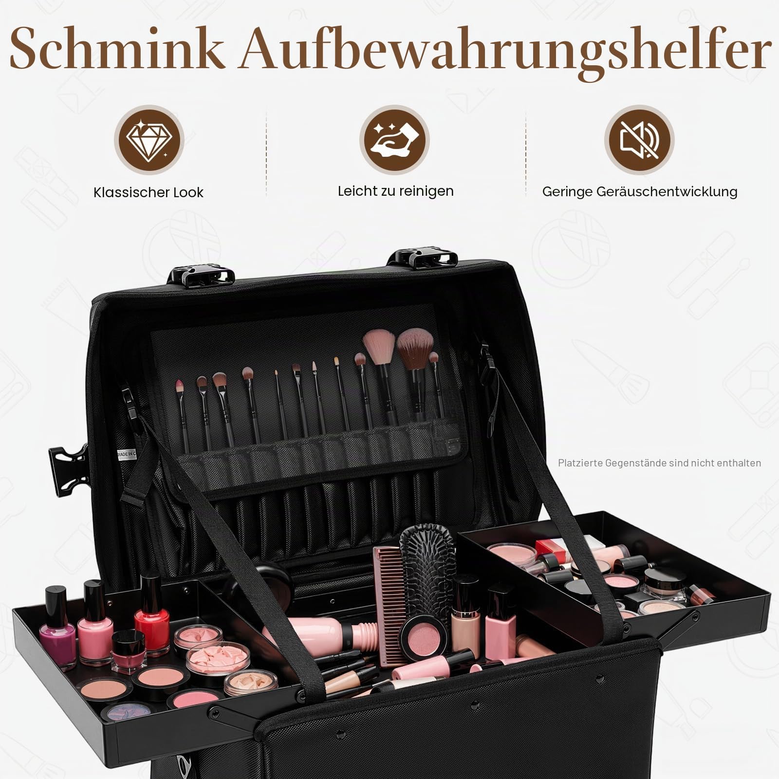 2 in 1 Kosmetikkoffer, Abnehmbarer Kosmetikkoffer Trolley mit Rollen und Deichsel, Friseurkoffer mit 8 Schubladen, Nagel Koffer, Make Up Koffer für Friseure, Maskenbildner und Maniküre, Schwarz