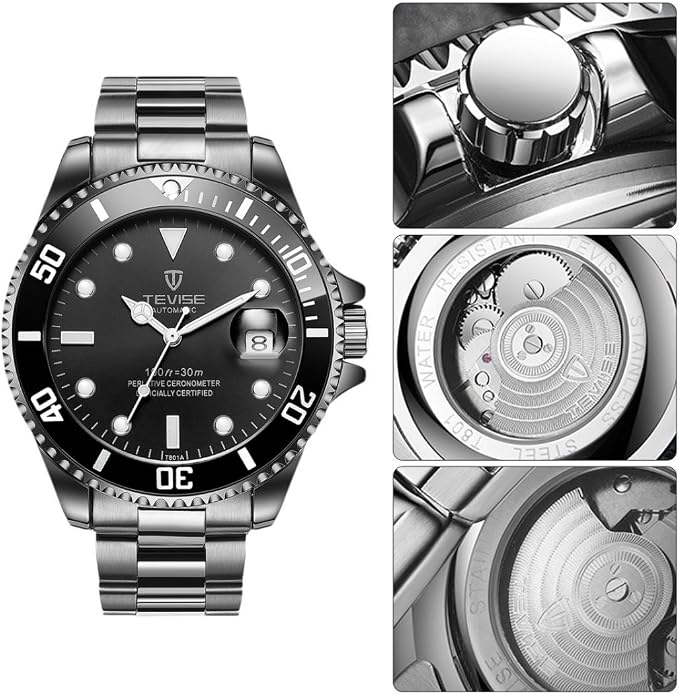 Mens orologi, TEVISE T801 orologi meccanici uomini, orologi da polso  luminosi per gli uomini in vendita, impermeabile orologio di lusso vestito  automatico con fascia in acciaio - Banda nera : Amazon.it: Moda