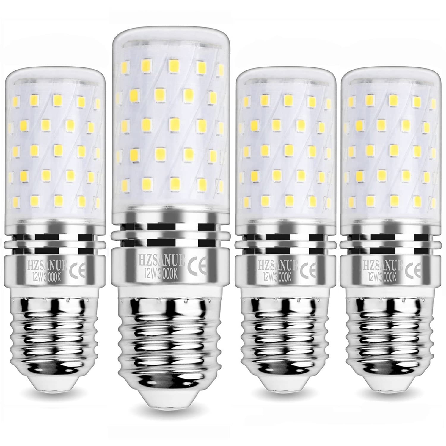 HZSANUE E27 LED Corn Bulbs 12W, 3000K Warm White, 1350LM, Edison Screw Bulbs,100W Incandescent Bulbs Equivalent,Pack of 4
