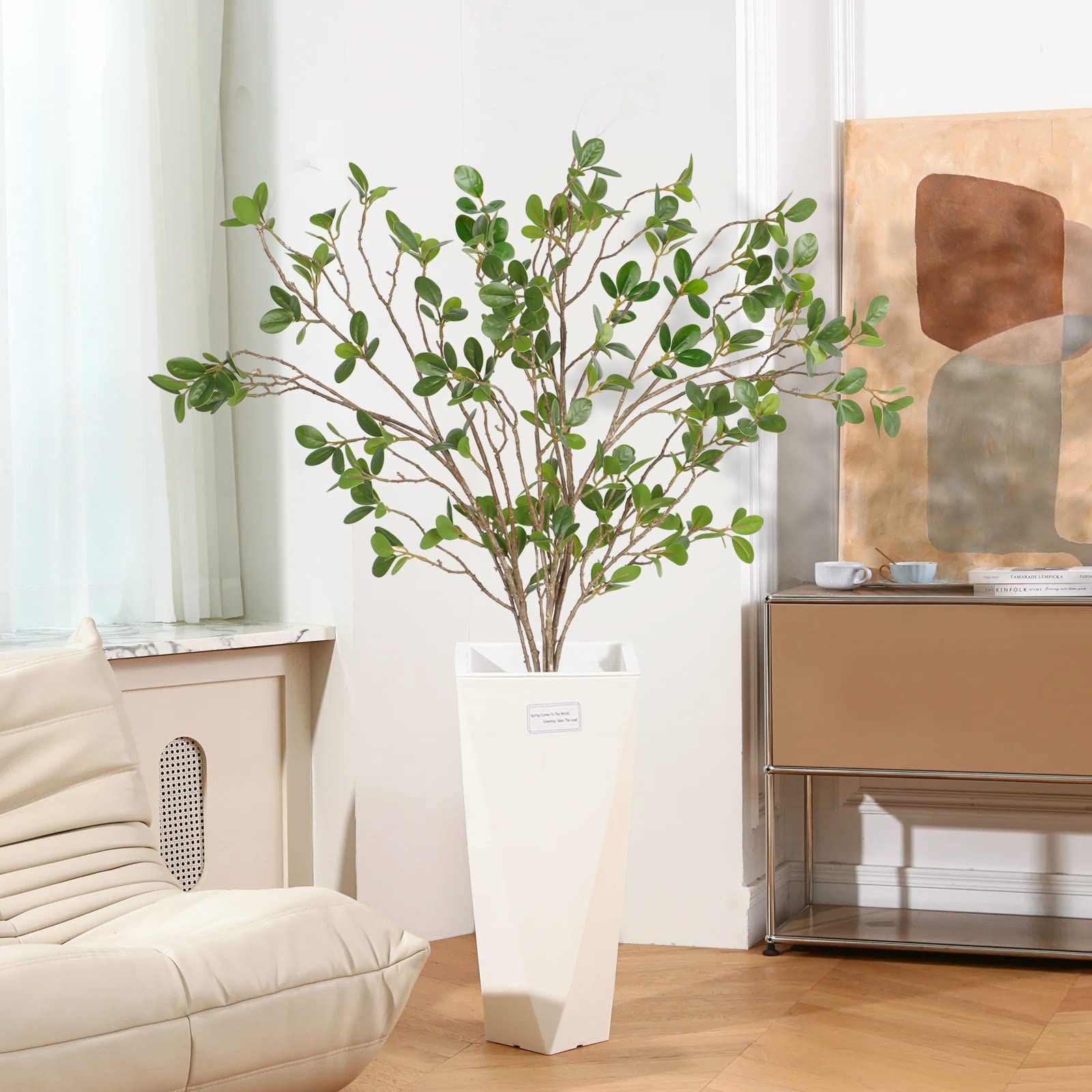Rami Artificiali Di Eucalipto Verde – Finto Ficus, 110 Cm, 2 Pezzi Per Decorazione - 4