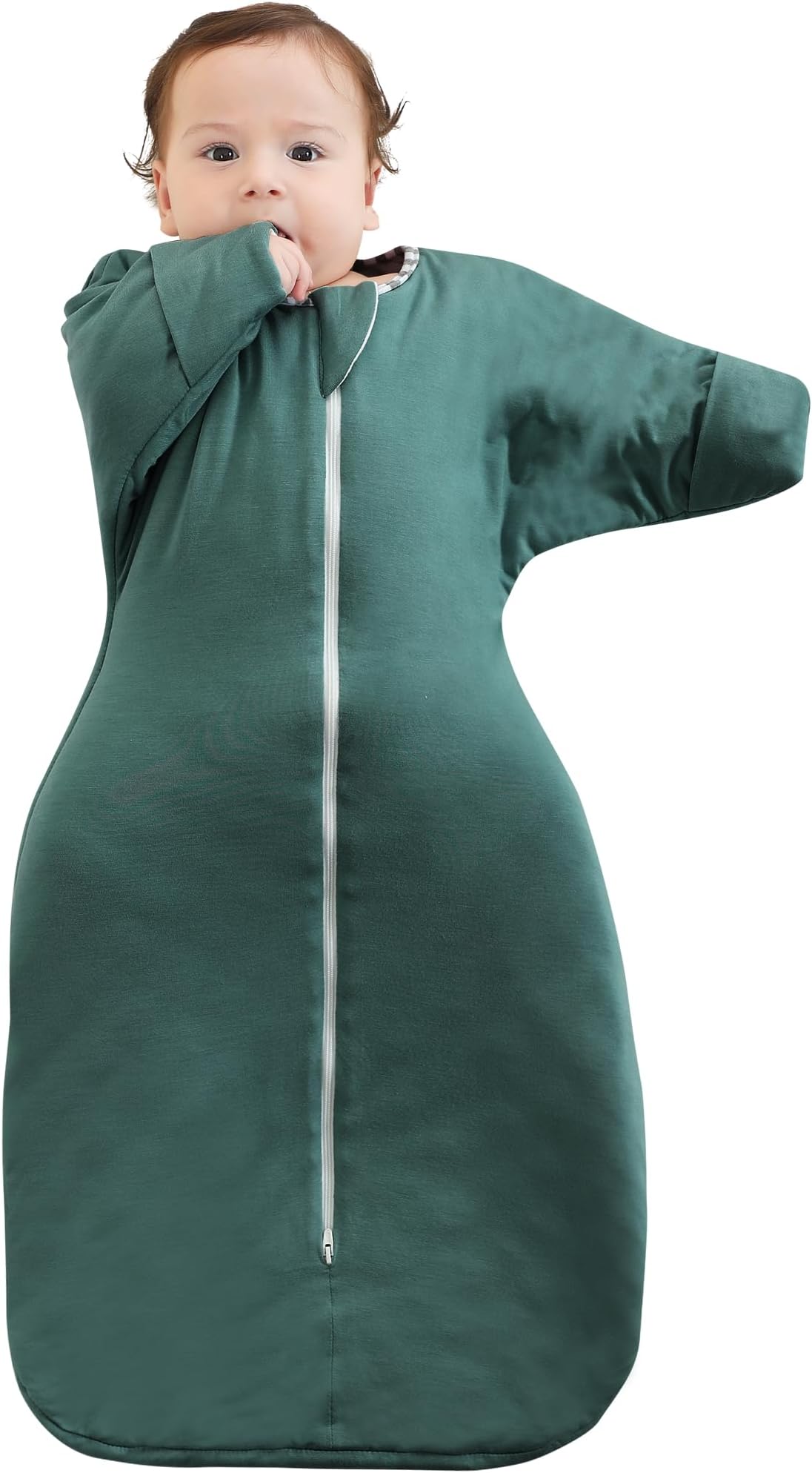 PuppyPaws Baby Sleep Sack 1.5 TOG, Transitional Swaddle with Arms Up Length Sleeves and Mitten Cuffs, Sleep Sack 0-3 Months, Wearable Blanket Baby, 95% Rayon derived from Bamboo, 5% Spandex