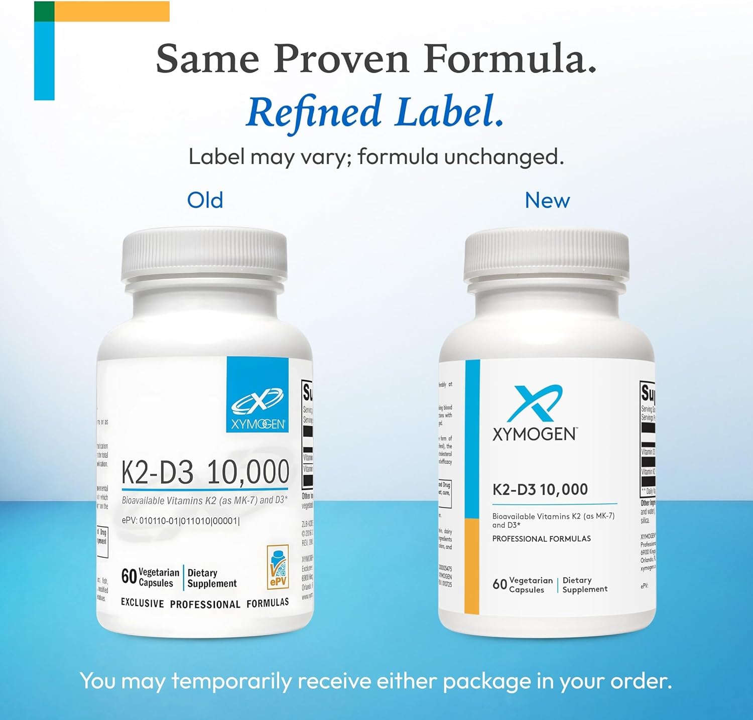 XYMOGEN K2-D3 10000 - Vitamin D3 K2 Supplement for Immune, Bone & Cardiovascular Support* - Non-GMO, Gluten-Free, Vegetarian - 60 Capsules