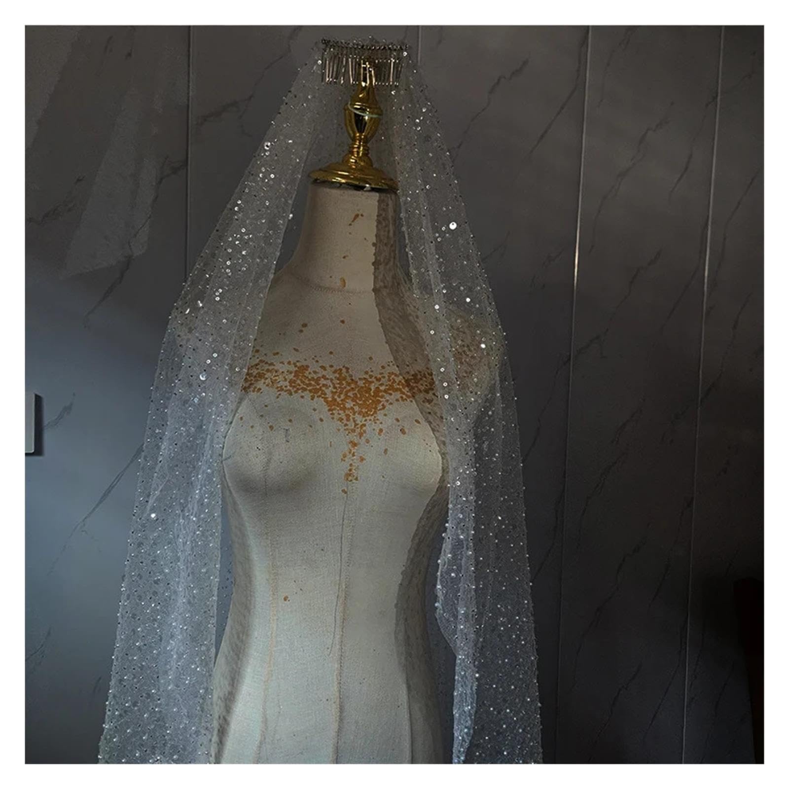 Velo da sposa con velo di diamanti paillettes luminose