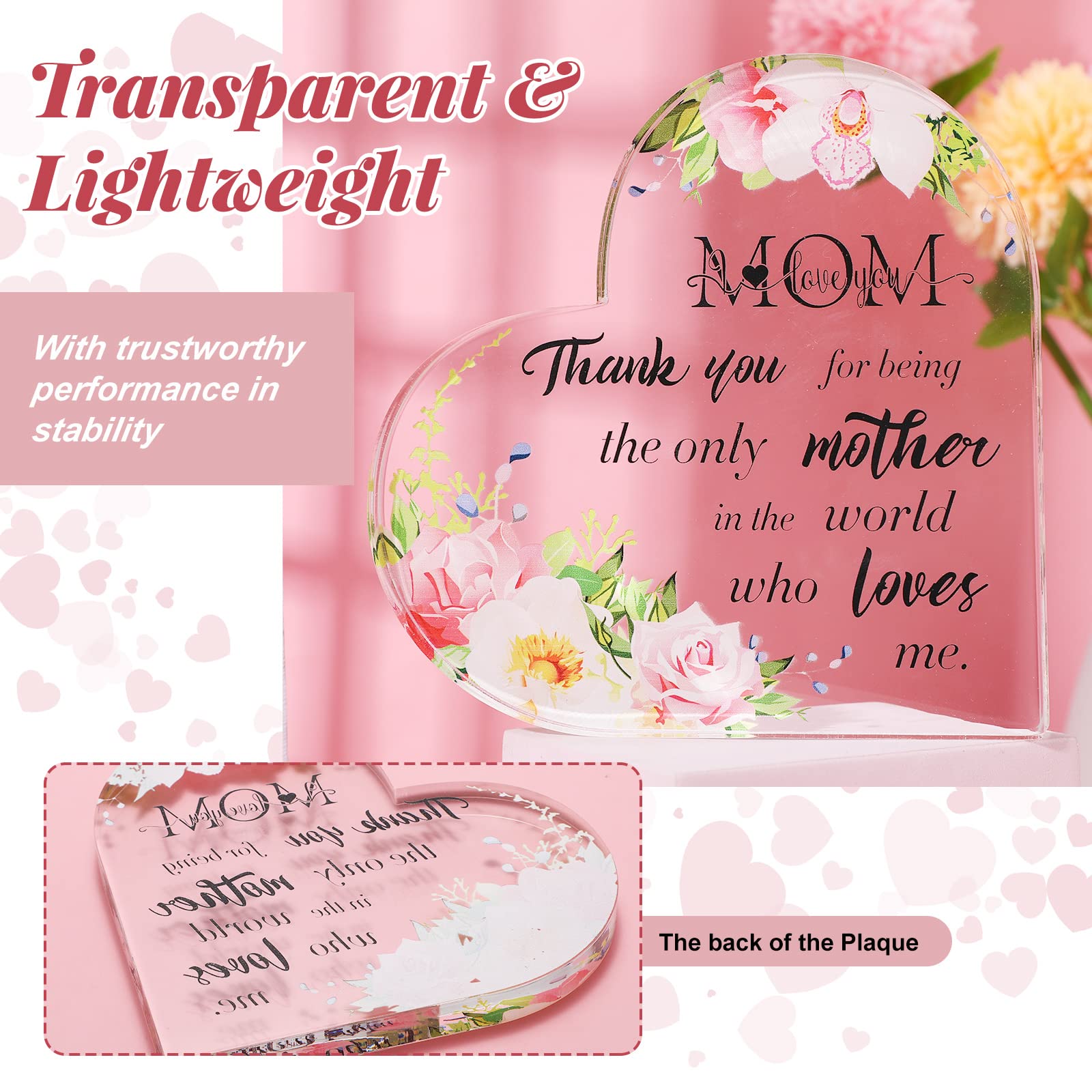 JMIMO Step Mum Gifts Step Mum Placca a cuore in acrilico per