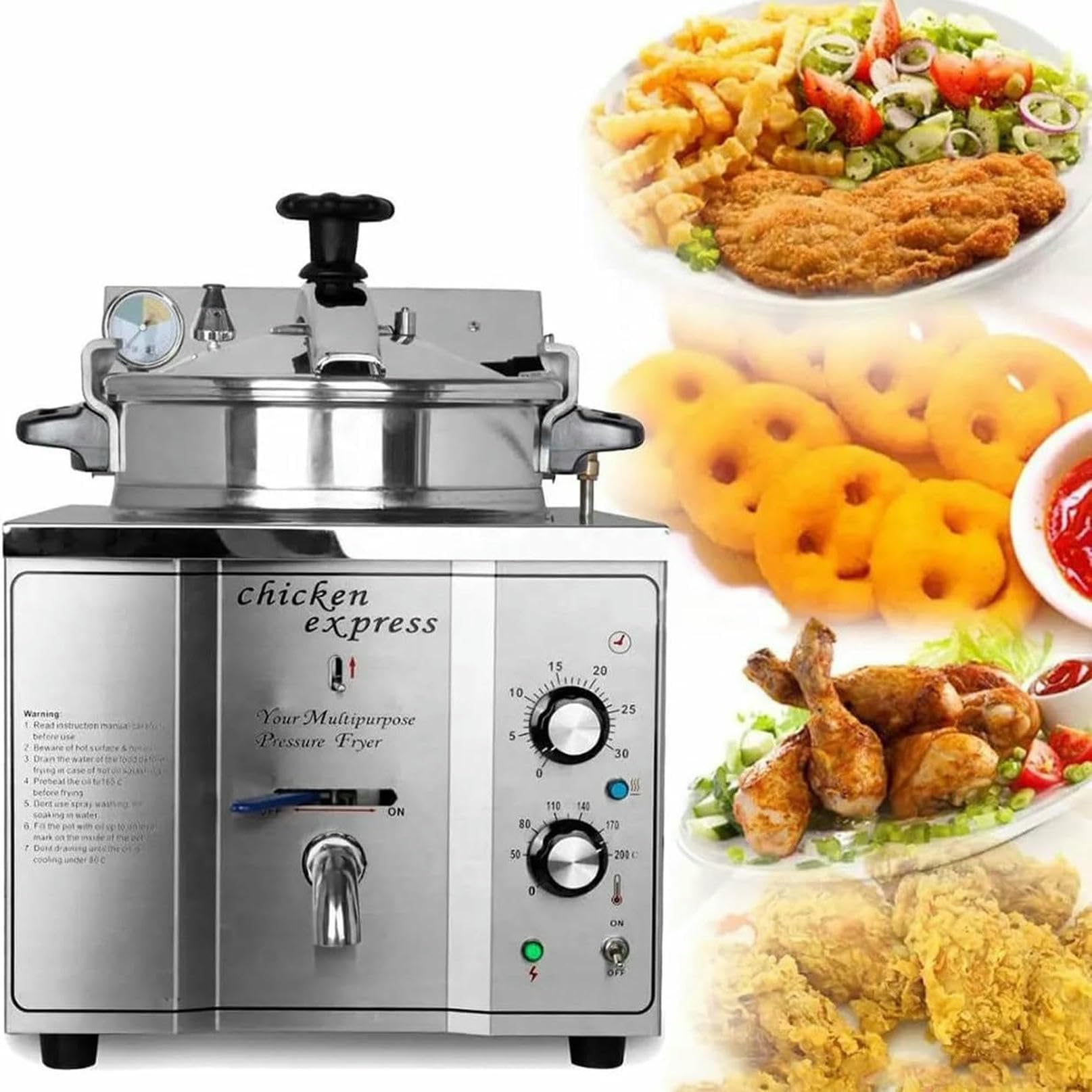Freidora Comercial De 3000 W, Freidora De Aire Eléctrica De Sobremesa De 16 L, Control De Temperatura De 50 A 200 °C, para Bares De Aperitivos.