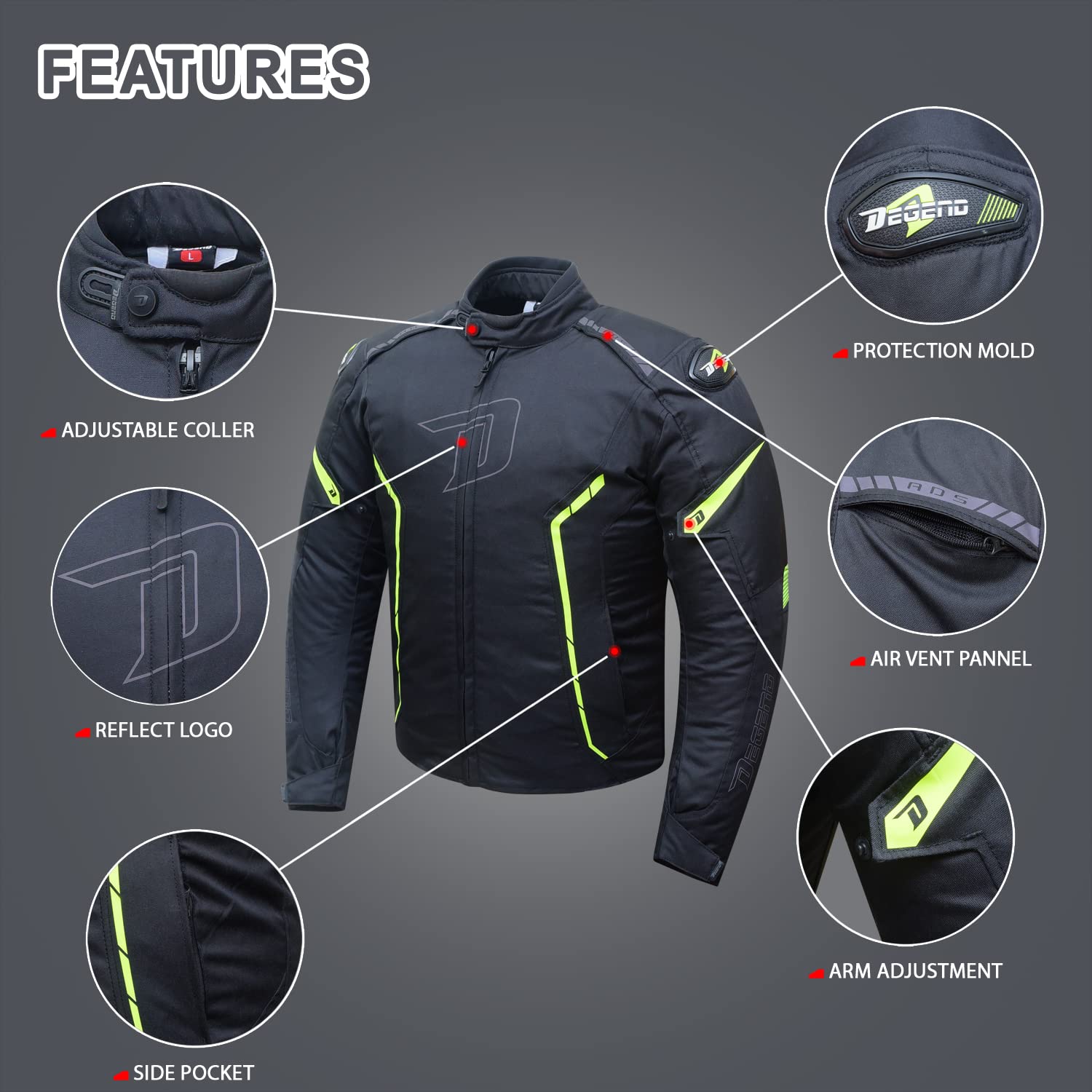 Tech | Chaqueta Moto para Hombres Cortaviento e Impermeable para Invierno con Protecciones Hombros y Codos y Reflectantes