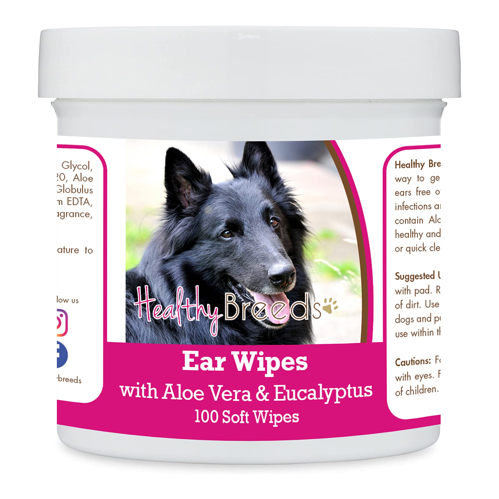 Healthy Breeds Belgian Sheepdog Ear Cleaning Wipes with Aloe &amp; Eucalyptus for Dogs 100 Count