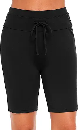 Ekouaer Women's Board Shorts High Waist Swim Shorts Beach Surf Swimwear Shorts