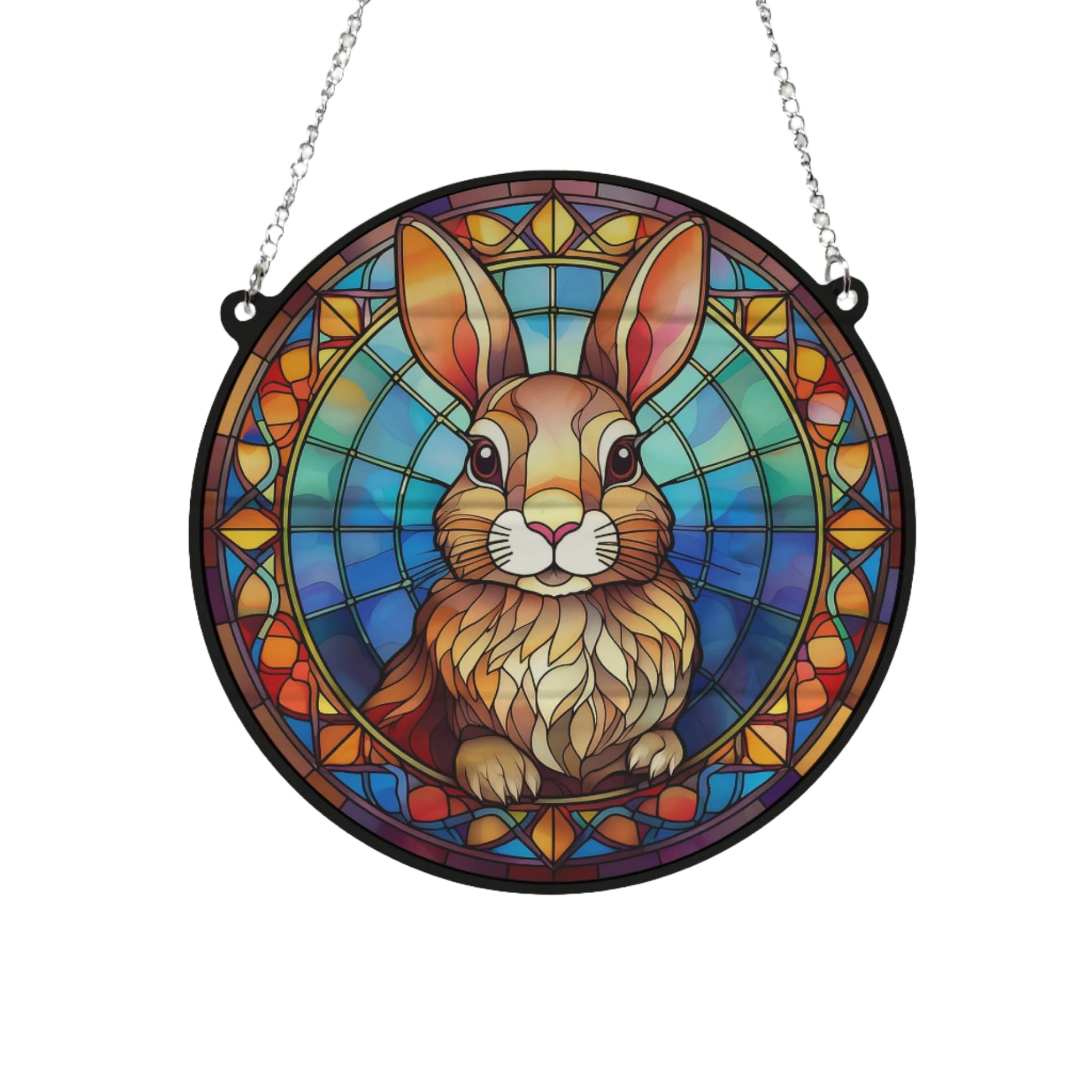Image Industry Rabbit Stained Glass Effect Suncatcher - Garden Gift - Animal Lovers - Rabbit Lovers (13cm)
