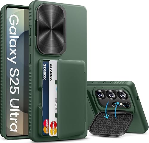 Miniatura 65 de Funda para iPhone Air con soporte para tarjetas, soporte integrado y cubierta para lente de cámara, a prueba de golpes, de silicona resistente a