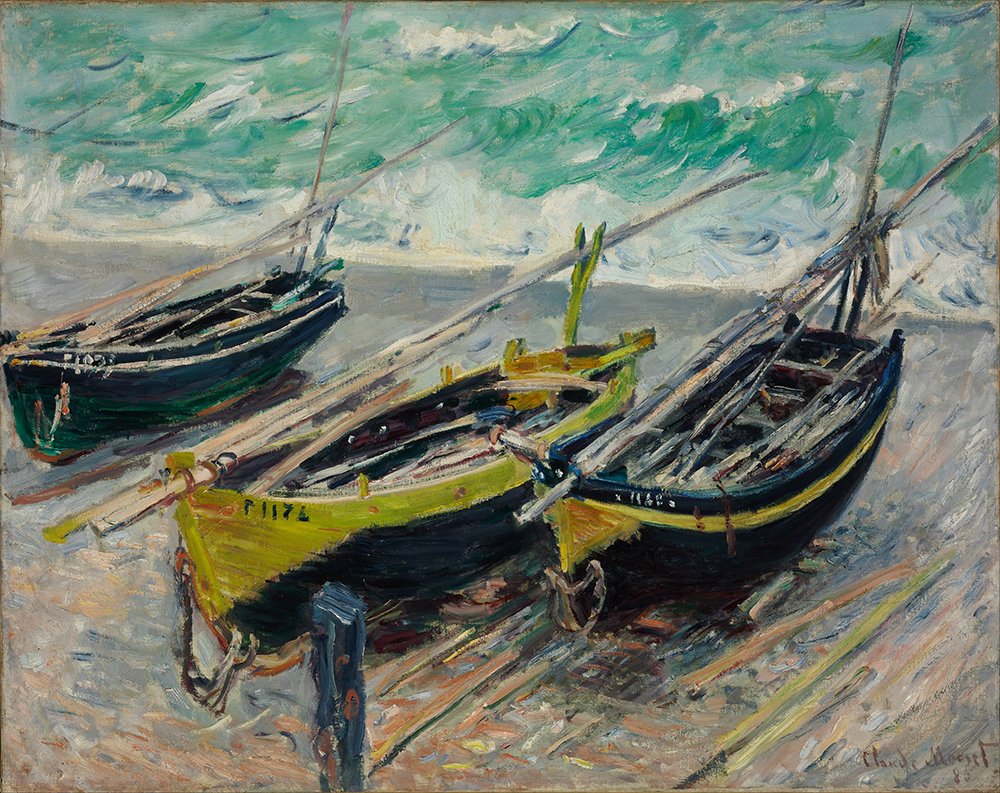 Claude Monet Three Fishing Boats pour une deco de salon apaisante