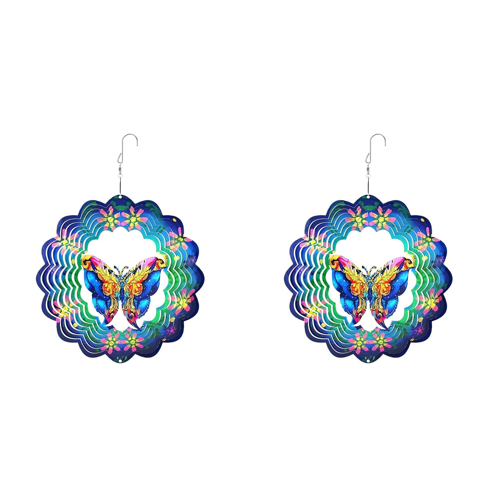 Vjsujehgy 2X Wind Spinners Outdoor, Hanging Butterfly Outdoor Wind Spinner, Metal Wind Spinners for Patio Art Decorations