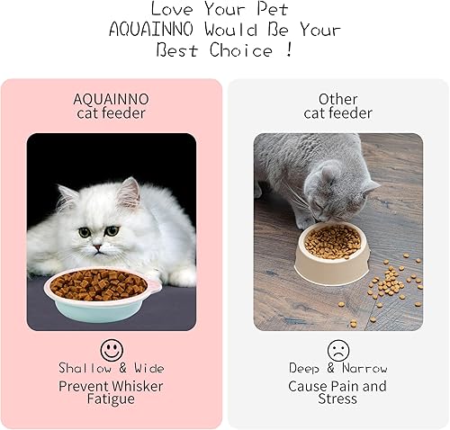 Miniatura 5 de Cuenco de cerámica para gatos, coloridos cuencos de alimentación para gatos, ancho y poco profundo, apto para bigotes, platos para gatos, lindo