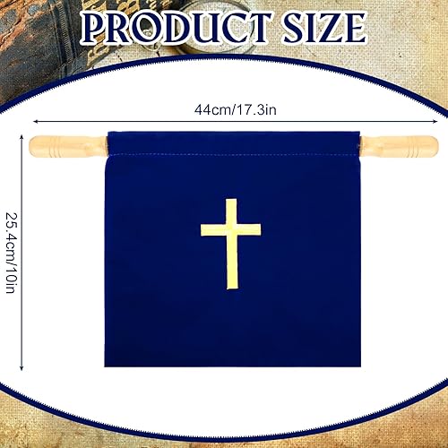 Miniatura 2 de Abbylike Bolsa de terciopelo para ofrendas de iglesia con asas de madera, bolsa de ofrenda religiosa de 10 pulgadas, bolsa de colección de iglesias