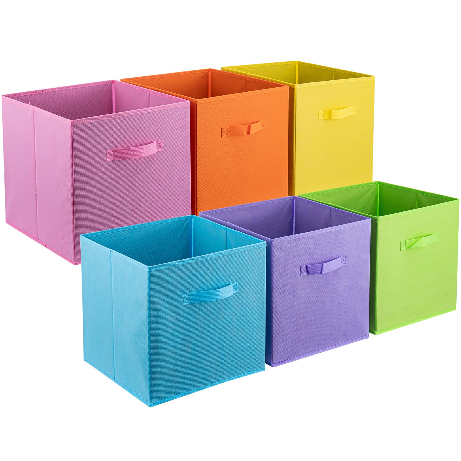 YWMEAC 6Pcs Foldable Home Storage Boxs, Fabric Cubes Organiser Folding Box for Clothes Books Storage Bins/Multicolor/33 * 33 * 34Cm