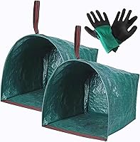 RISETEX 2-Pack 40 Gallon Reusable Leaf Bags with Gloves - Heavy Duty Waterproof Yard Waste Bags for Lawn Cleanup & Gardening