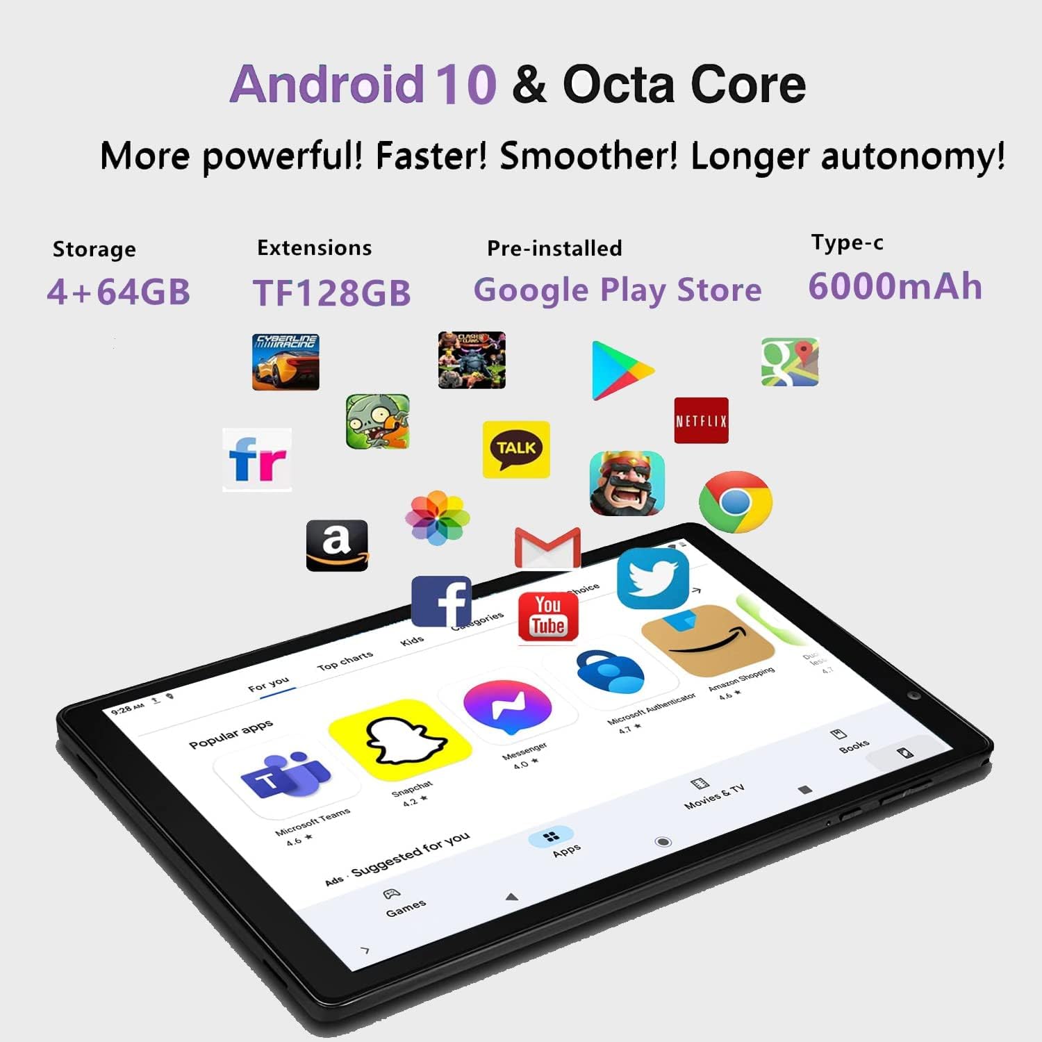 TOSCIDO Tablet 10 Pollici P101 Android 10.0 Tab PC,Doppio WiFi offerte (2.4G e 5G),Riconoscimento facciale,1920x1200 HD IPS,Octa Core,4GB RAM e 64G ROM,13MP+5MP,Bluetooth,GPS,6000mAh,Tipo C - Nero TOSCIDO Tablet 10 Pollici P101 Android 10.0 Tab PC,Doppio WiFi offerte (2.4G e 5G),Riconoscimento facciale,1920x1200 HD IPS,Octa Core,4GB RAM e 64G ROM,13MP+5MP,Bluetooth,GPS,6000mAh,Tipo C - Nero