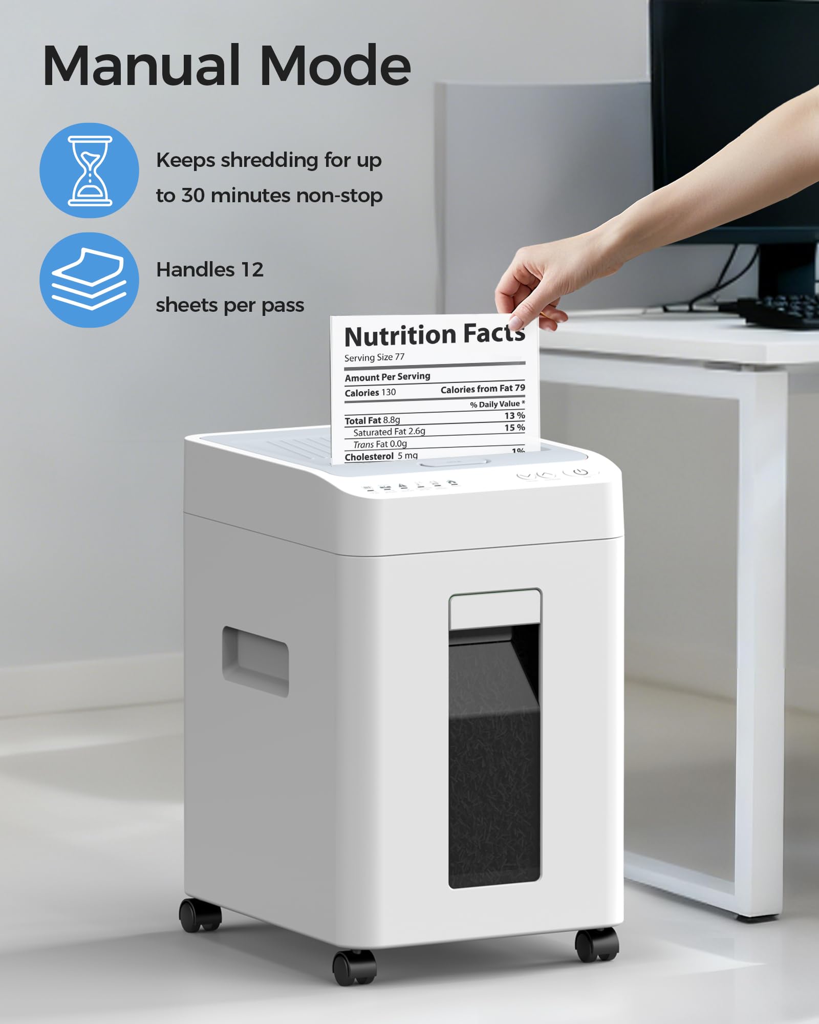 Locksworth - Trituradora de microcorte de 110 hojas para oficina en casa, 6.9 galones P-4 trituradoras de alta seguridad para papel, CD, tarjeta de crédito, grapa, clip, trituradora de papel comercial