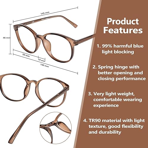 Miniatura 6 de OPTOFENDY Lentes de luz azul para mujer, TR90, con bloqueo de luz azul, alivian la fatiga ocular y anti rayos UV400