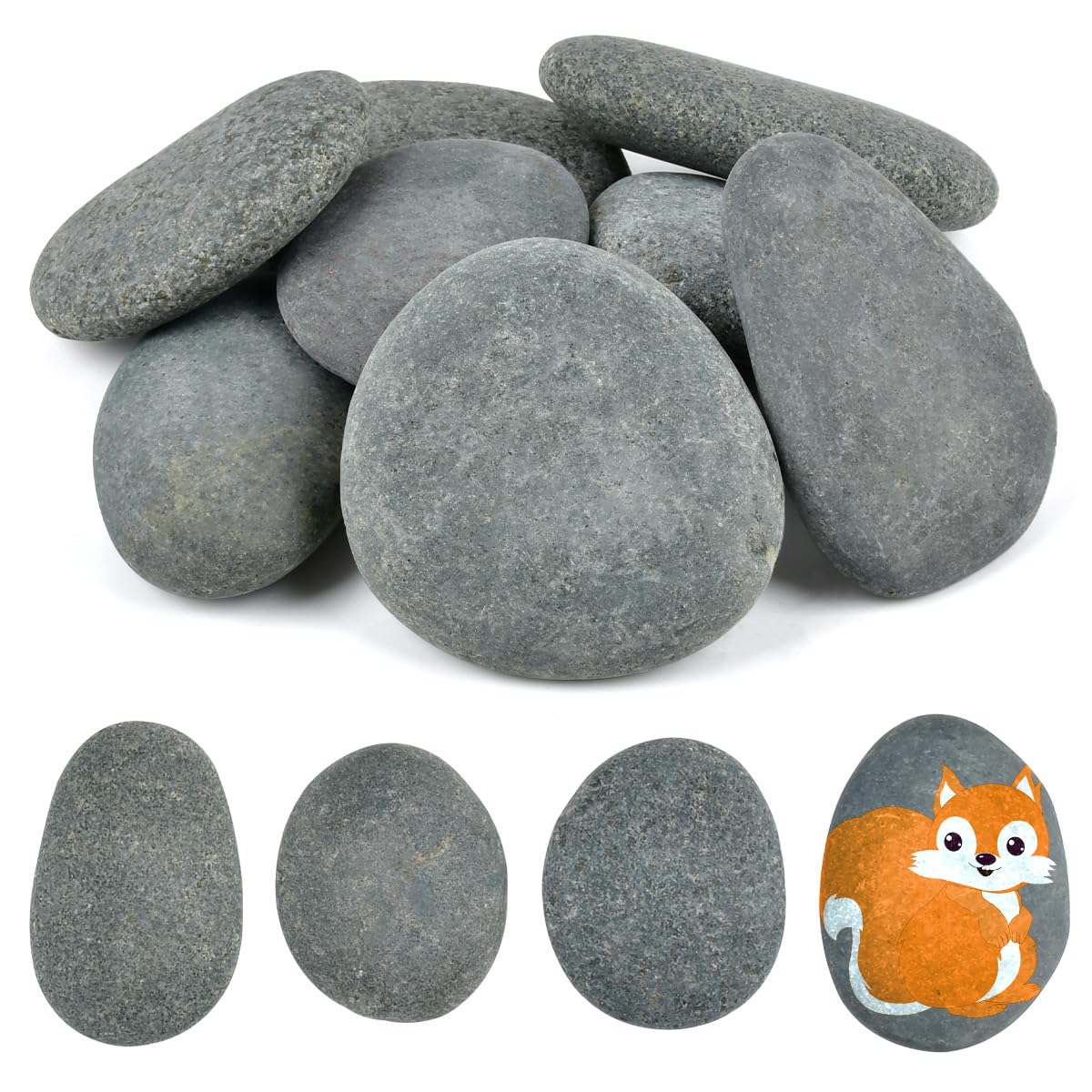TMBMLPP Painting Stones - 12pcs Natural River Rock Painting Kit, 5-8cm Flat Pebbles for Arts Decoration Craft
