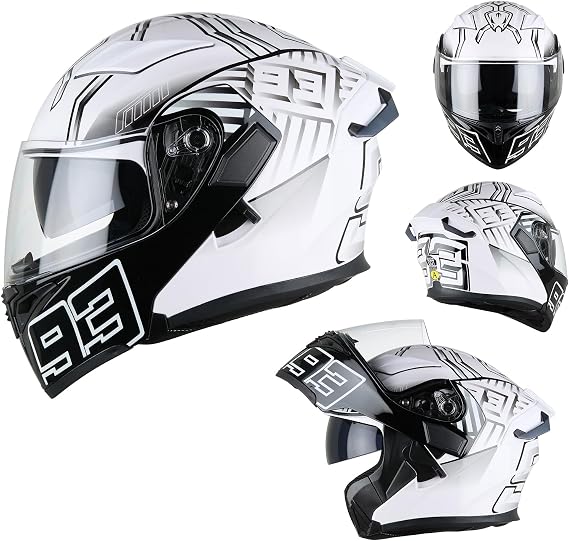 Bluetooth Modular Motorbike Helmet, ECE Approved Flip-Up Full Face Motorcycle Helmet with Dual Visors, Built-in Speakers, for Adult Men Women Riders