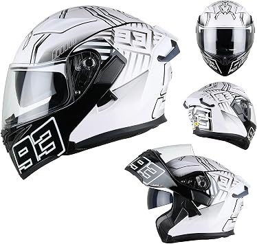 Bluetooth Modular Motorbike Helmet, ECE Approved Flip-Up Full Face Motorcycle Helmet with Dual Visors, Built-in Speakers, for Adult Men Women Riders