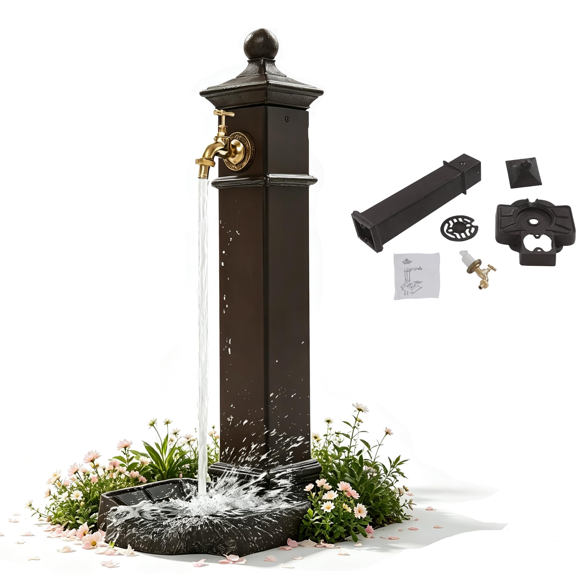 33 * 29.5 * 74 Gusseisen-Wassersäule Wasserzapfstelle Antik Look Hydrant-Wasserhahn dekorativer Brunnen mit Wasserhahn Retro-Wassersäule für Gärten Hinterhöfe Rasen Innenhöfe Bewässerung Waschen