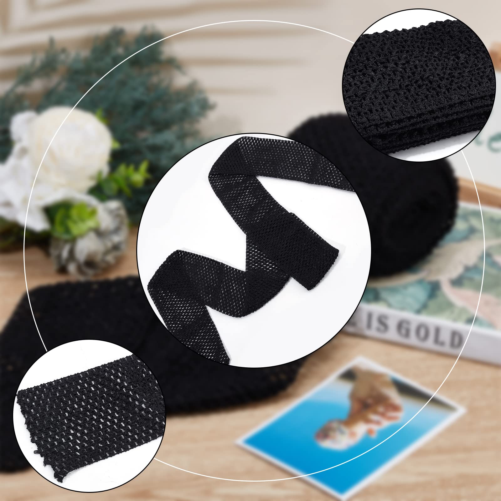 GORGECRAFT 5m 13cm Wide Elastic Band Black Stretch Polyester Fabric Ribbon Crochet Headband for Home DIY Sewing Crafts Garment Bow Stretch Knitting Hair Accessories - Image 4