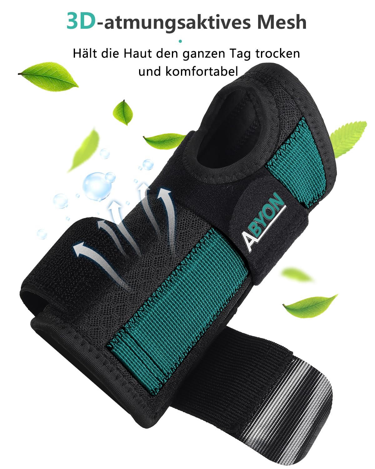 ABYON Handgelenkstütze mit Doppelschiene – Handgelenk Bandage und Handgelenkschiene bei Karpaltunnel Arthritis Sehnenscheidenentzündung verstellbar leicht und bequem für Damen und Herren S/M