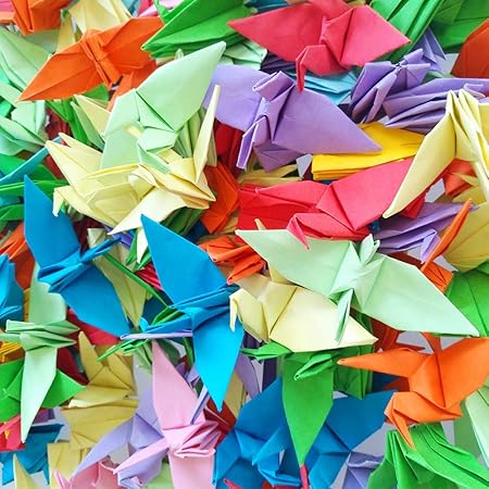 Amazon Hangnuo 折り鶴シャワー 100羽セット 糸が入る お祝い 結婚式 和装 神前式 パーティーに 混合色 パーティーグッズ おもちゃ