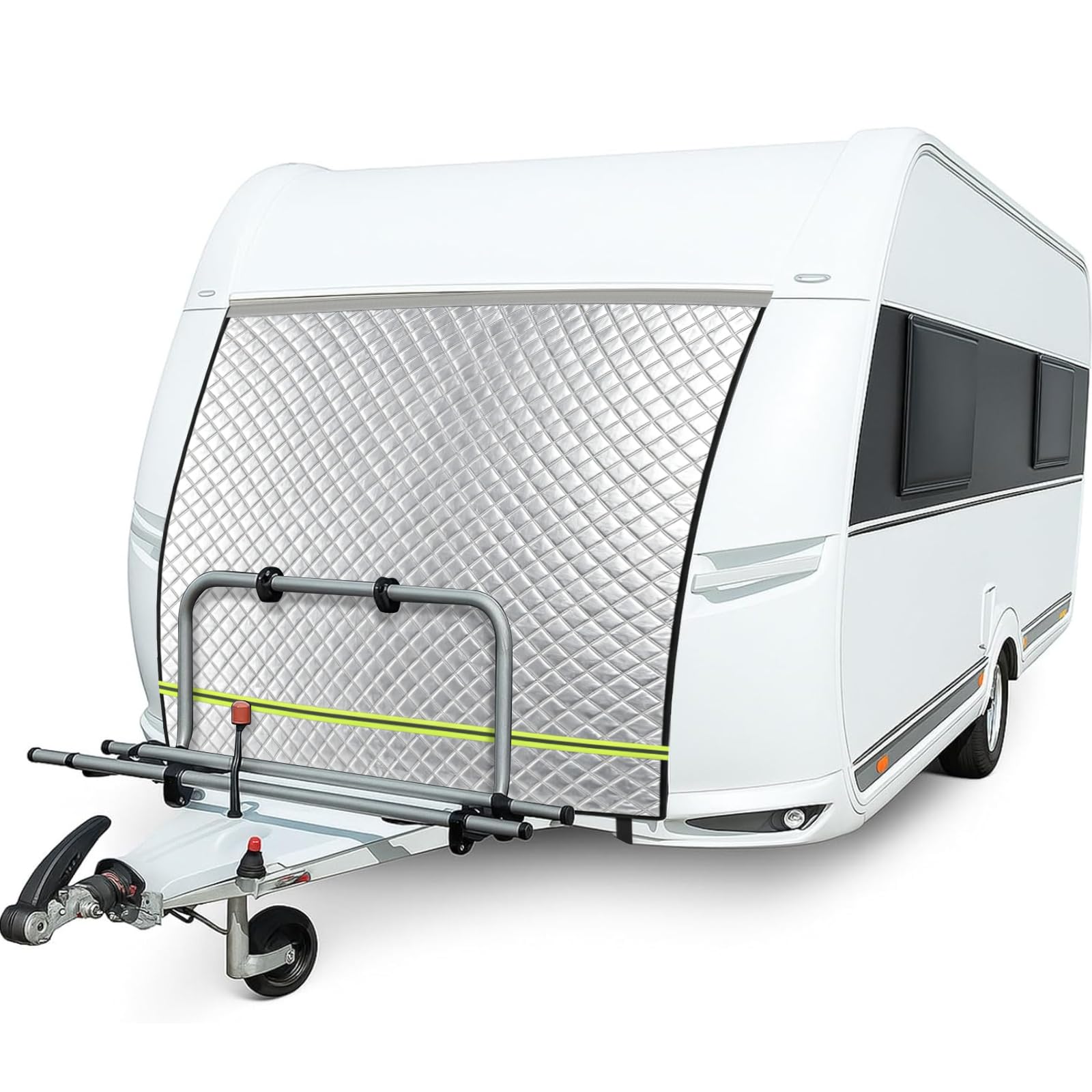 Lona de Protección de Proa para Caravana Termo, Toldo de Aire para Caravana Cubierta Protectora Frontal con Tubería, Estera Térmica Exterior A Prueba de Invierno e Impermeable (165 * 160cm)