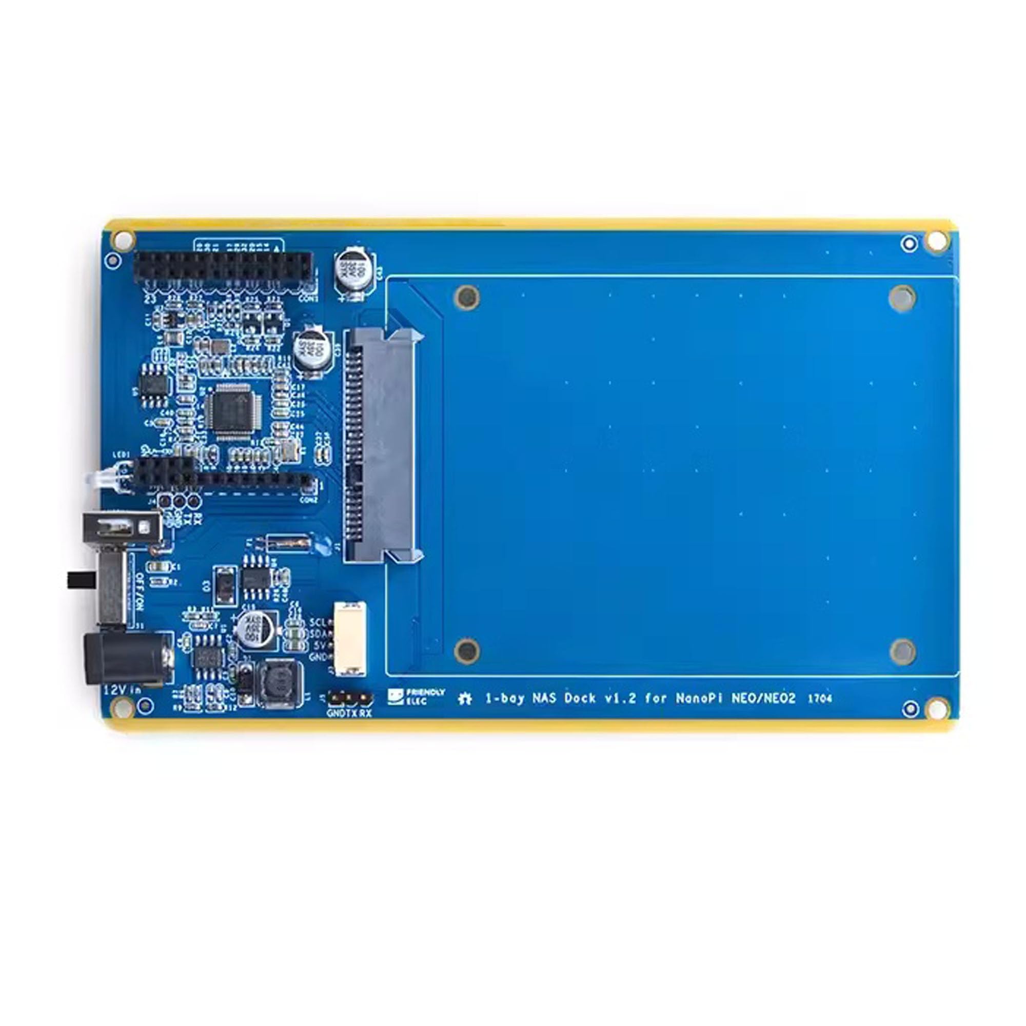 Station de stockage réseau NAS pour NanoPi NEO/NEO2, 2,5" SATA, hôte USB, RTC, 12 V DC, interface I2C, bleu, 151 x 76,4 x 28 mm (kit de base NEO-NAS)