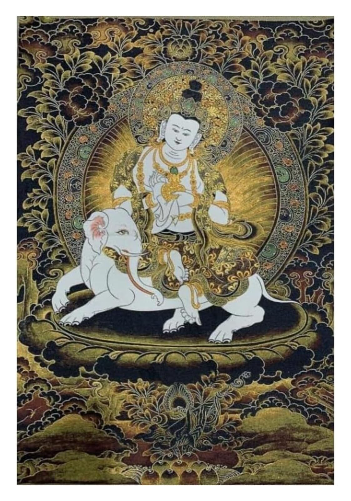 PZOFERLIN Ricamo tibetano Thangka Ricamo in seta Thangka tibetano Samantabhadra Bodhisattva da appendere alla parete 60x90 cm