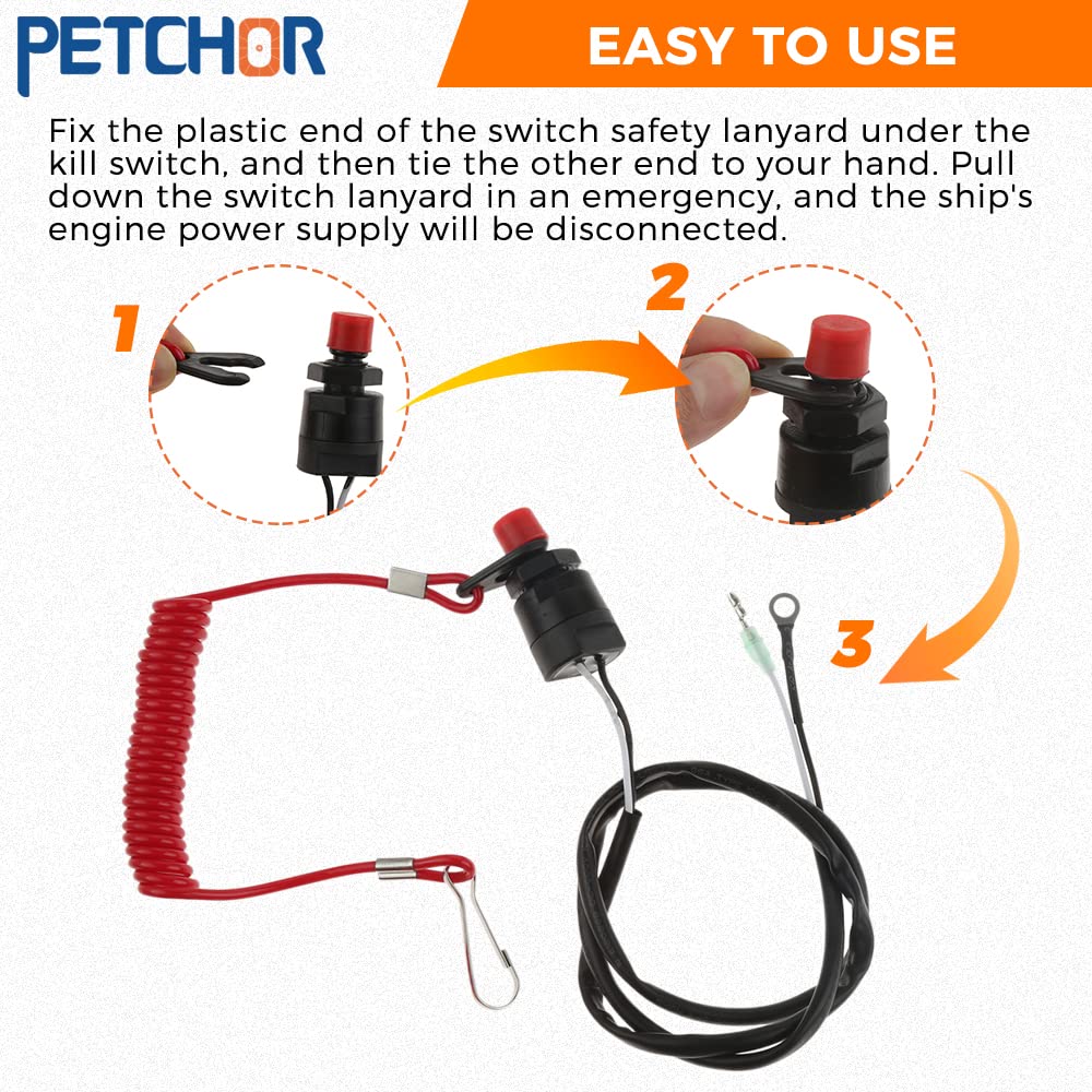 Snapklik.com : PETCHOR Universal Boat Outboard Engine Motor Kill Switch ...